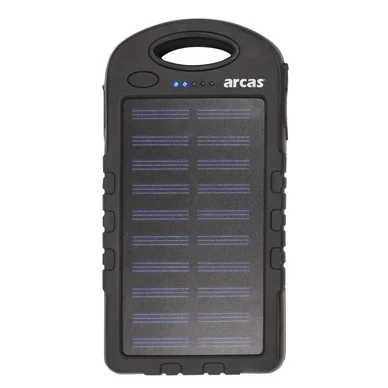 Arcas Powerbank med solceller och ficklampa 6000 mAh